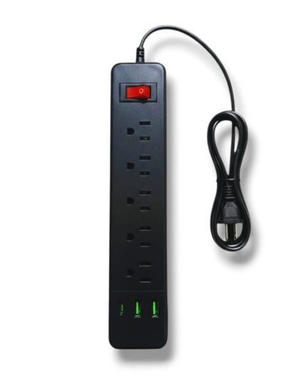 extensión eléctrica USB con 5 tomas universales y puertos USB